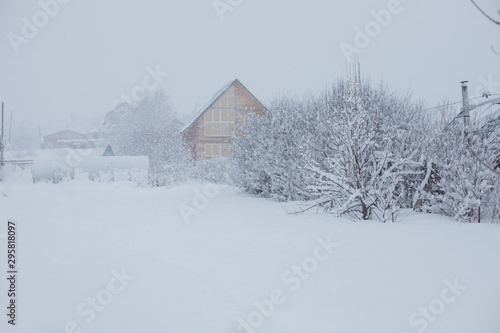 winter home. snow blizzard. beautiful view in the snow © Dima