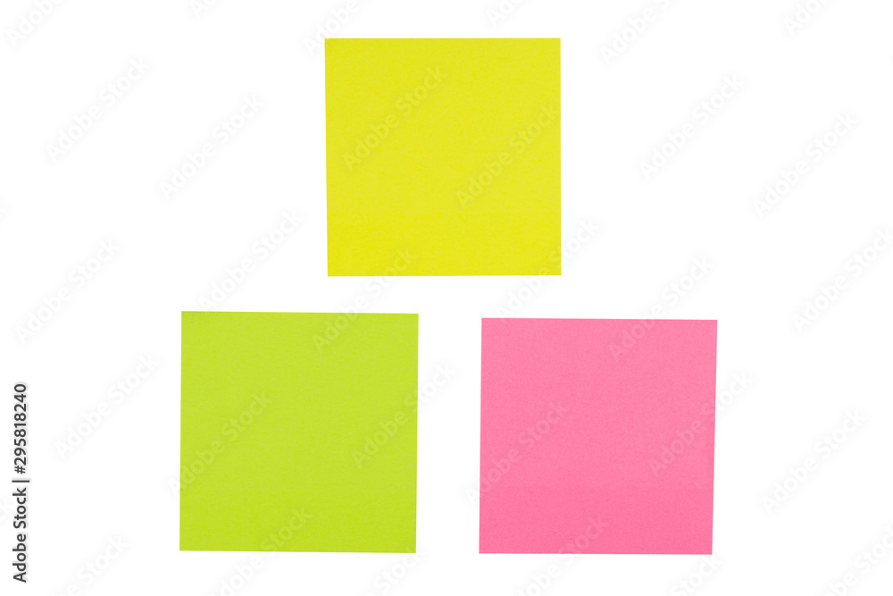 Colorful sticky notes isolated on white background with clipping path.