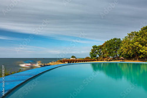 Spectacular swimming pool and marina long exposure