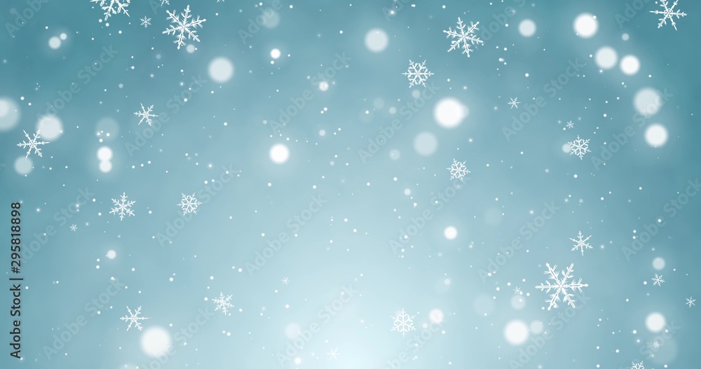 Snowflakes and bokeh lights on the blue Merry Christmas background. 3D render Snowflakes and bokeh lights on the blue Merry Christmas background. 3D render
