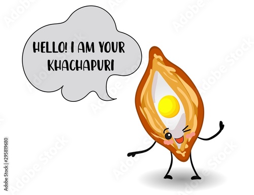 Khachapuri - Georgian national dish. BREAD with mozzarella and egg. National cuisine..
