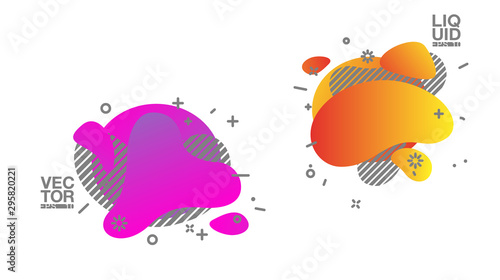 geometric colorful abstract shapes set badges background for banner web, app, poster. Trendy minimal modern design isolated white background. Abstract geometric shapes, lines patterns composition set.