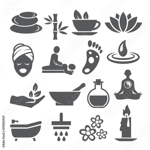 Spa icons set on white background