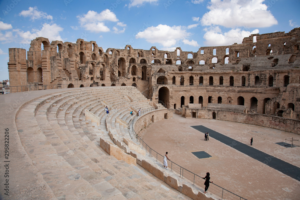 El Djem roman colosseum in Tunisia, UNESCO world heritage site