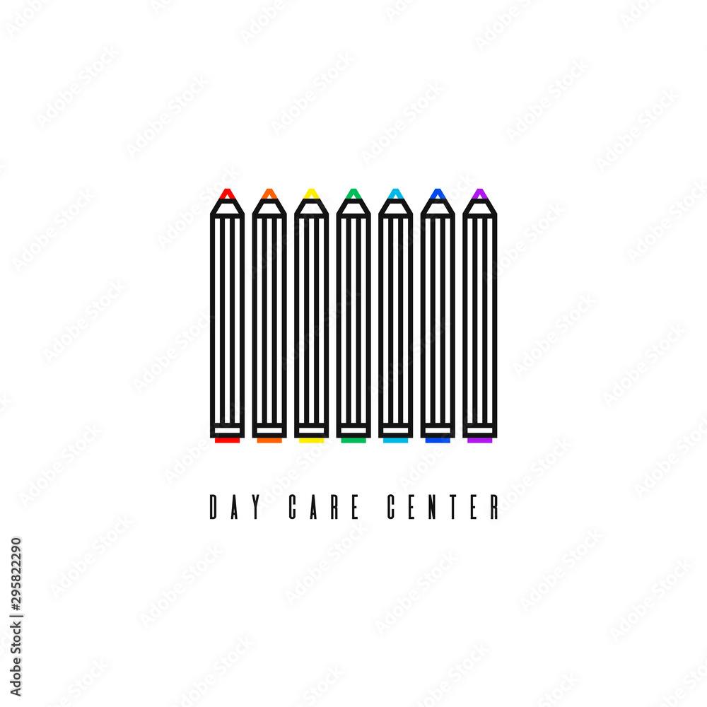 Colour pencils. Line icon for day care center, preschool, office supplies, stationery, kindergarten, playschool.