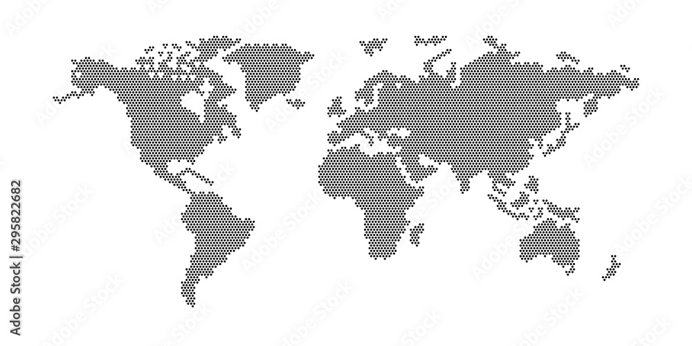 world map flat pixel dots with Oceans in the design of points dots. Planet Earth background Dotted relievo banner. All the relief continents of the world in one picture of pixel Dotted perforation.