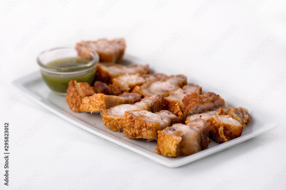 Crispy Pork Belly with white background. Crispy Pork Belly with white background.