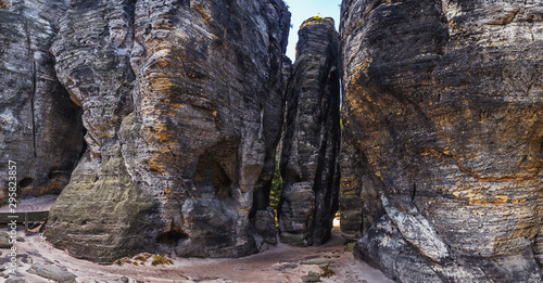 Rocks in Sandstone Mountains The Tisa Rocks, Tisa Walls (Tiske steny, Tyssaer Wände), Czech republic