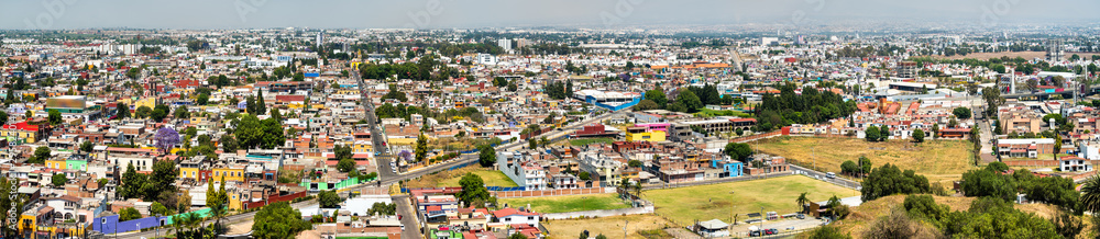 Aerial panorama of Cholula town in Mexico
