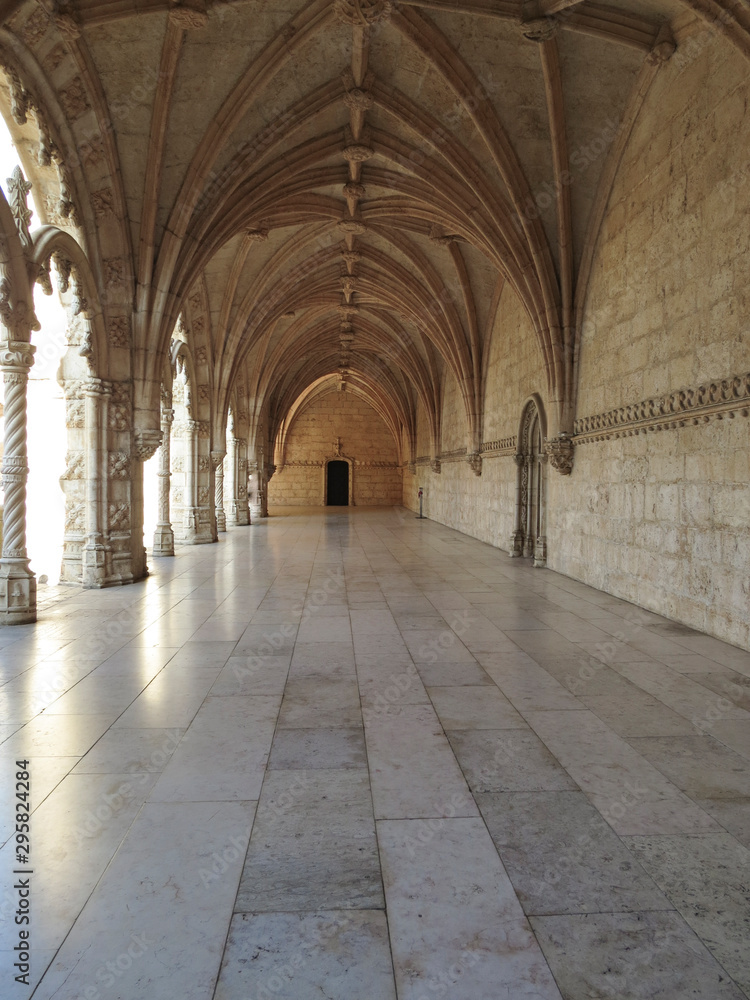 Jeronimos Monastery in Lisbon  - the most grandiose monument to late-Manueline Portuguese style architecture,  and Church of Santa Maria of Belem in Lisbon, Portugal