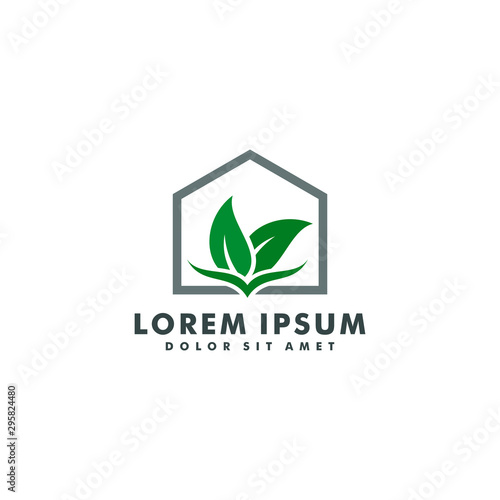 Abstract green leaf logo icon vector design. Landscape sign and symbol illustration