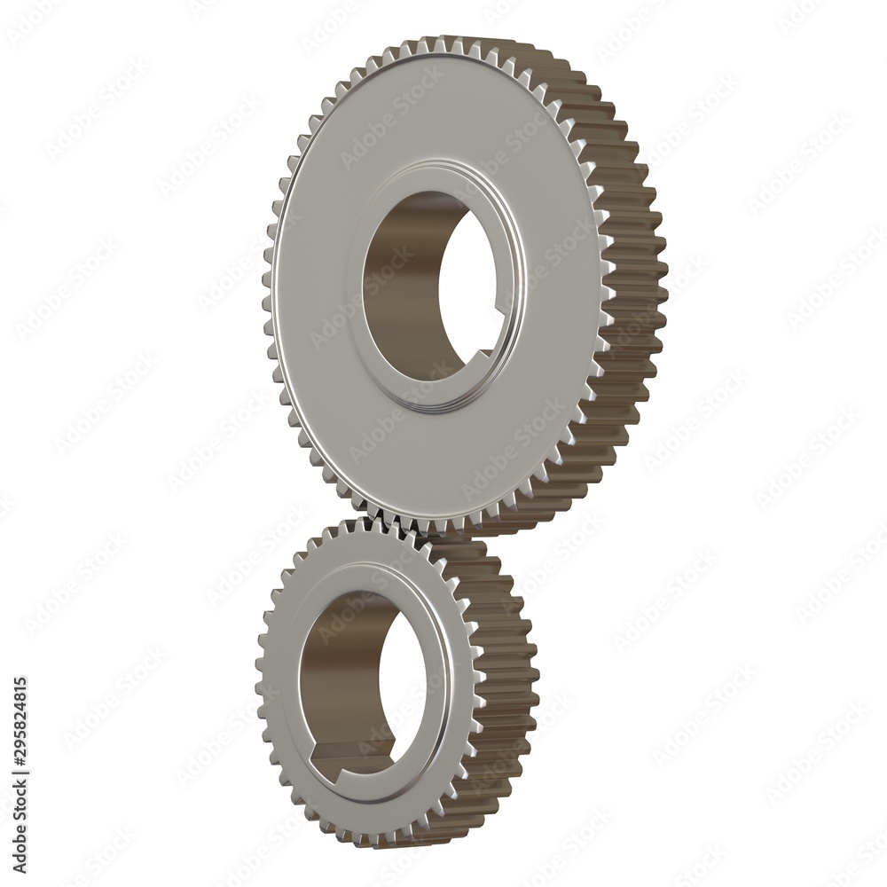 Two metal gears on a white background, isolate. 3D rendering of excellent quality in high resolution. It can be enlarged and used as a background or texture. Two metal gears on a white background, isolate. 3D rendering of excellent quality in high resolution. It can be enlarged and used as a background or texture.