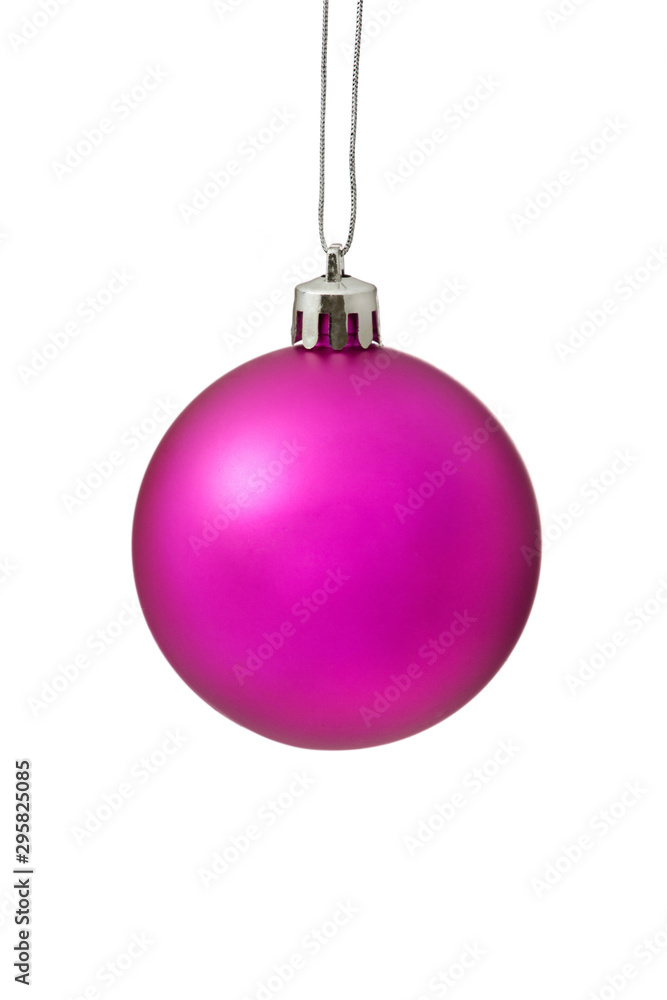 Purple Christmas Ball Hanging Over White Background. Purple Christmas Ball Hanging Over White Background.