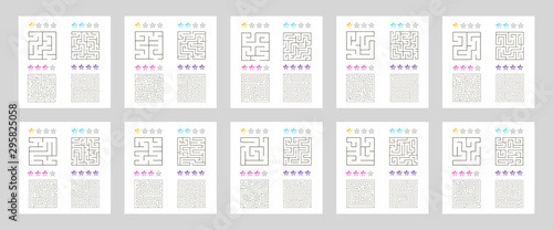 set of 40 square mazes for kids at different levels of complexity