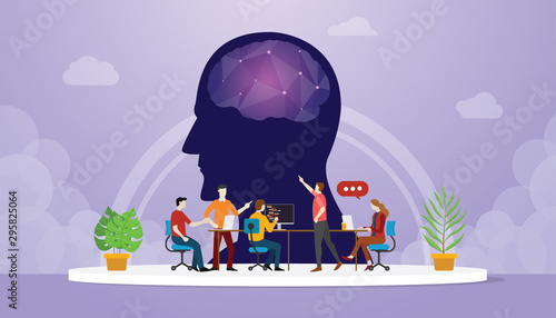 cyber mind development oriented with team developer with modern flat style - vector
