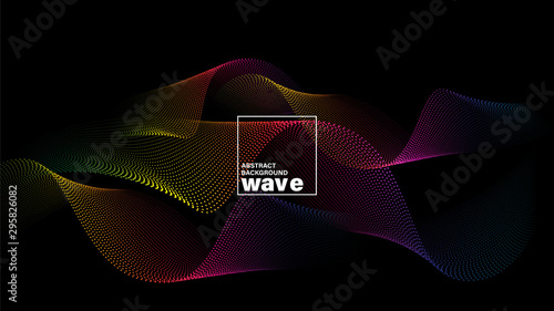 Abstract spectrum wave shape on black background. Minimal futuristic design backdrop.
