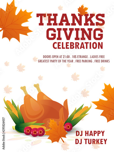 Happy Thanksgiving banner with bright colorful. Vector illustration. Thanksgiving poster design.