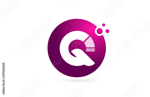letter Q logo alphabet sphere for company logo icon design in pink and white