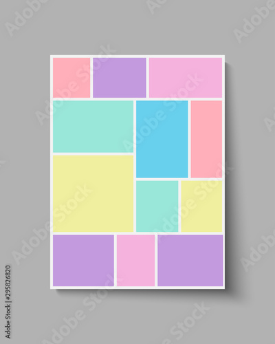 Vector poster collage board ten images, photos
