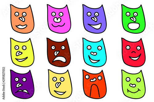 Multicoloured emotion masks. Vector illustration