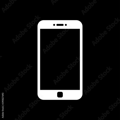 Smartphone mockup with blank screen. White vector frameless smart phone, cellphone isolated on black background