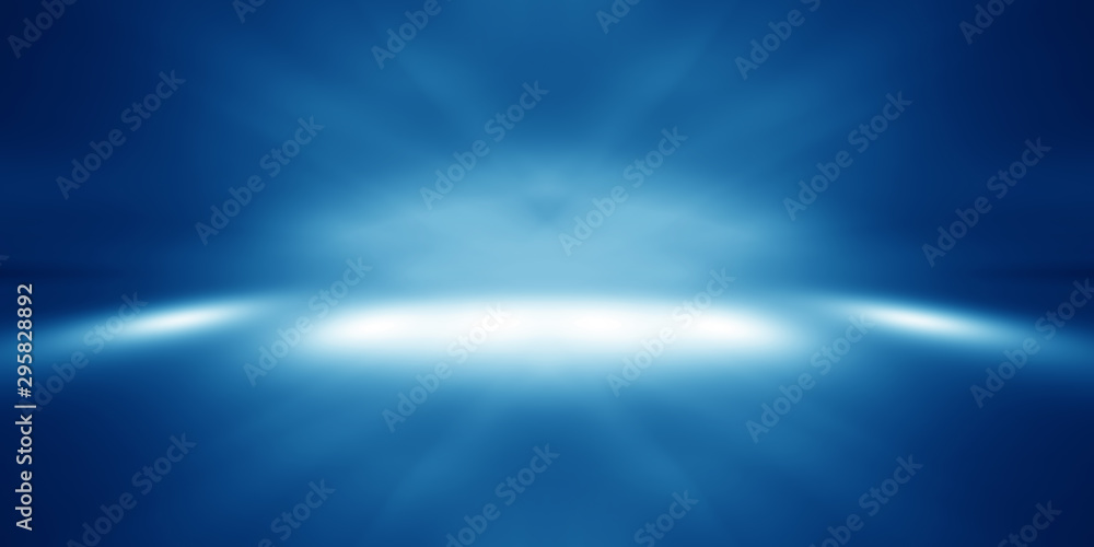 Blue blank room studio gradient with spotlight used for background and display your product