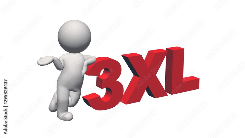 label size collection - 3XL sign red with 3D people - isolated on white background - 3D illustration label size collection - 3XL sign red with 3D people - isolated on white background - 3D illustration