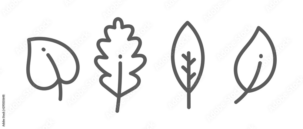 Leaves collection, outline icons