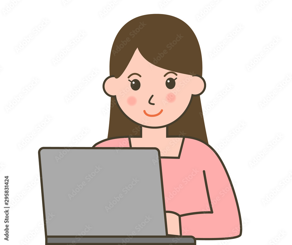 女性 パソコン 笑顔 女性 パソコン 笑顔