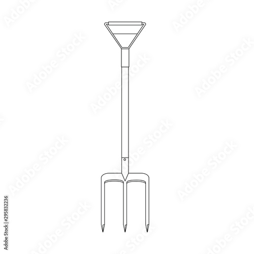 Figure pitchfork on a white background isolated in linear style. Agricultural work, landscape design. Gardening Tools. Rural life vector illustration.