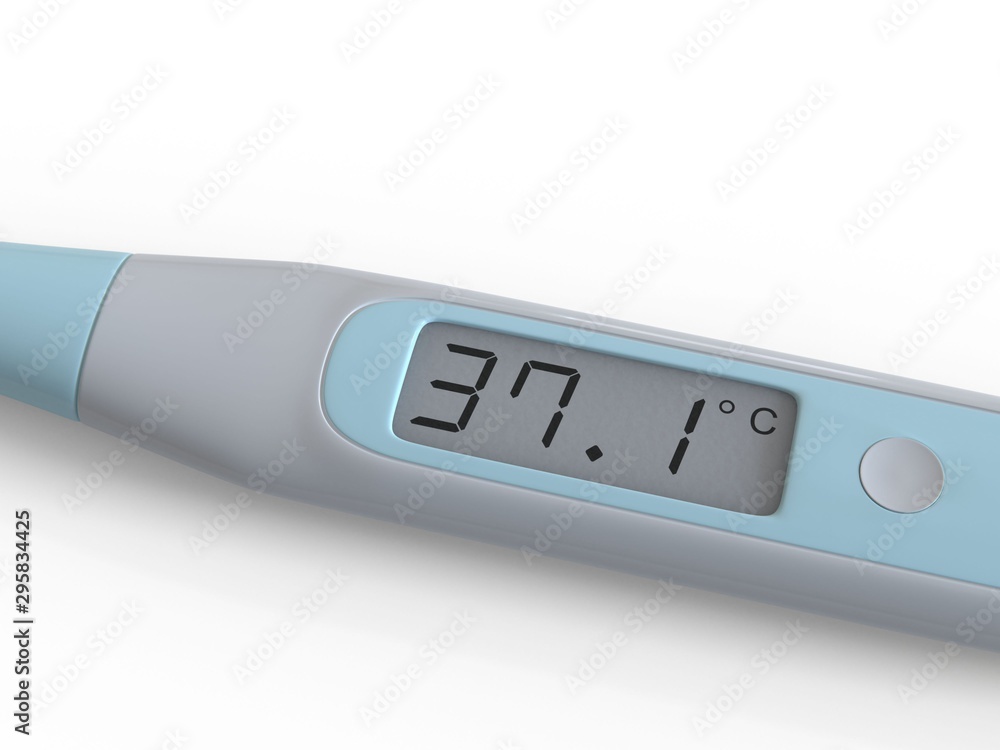 37.1 celsium temperature. Electronic thermometer on white background 37.1 celsium temperature. Electronic thermometer on white background