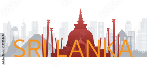 Sri Lanka Skyline Landmarks with Text or Word
