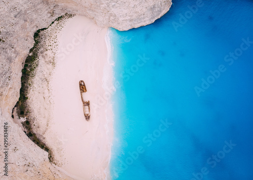 Top View Navagio Bay Shipwreck Beach Greece, Zakynthos