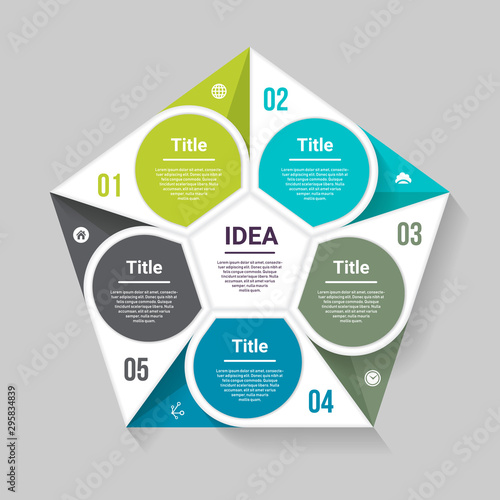 Vector pentagon infographic. Template for diagram, graph, presentation and chart. Business concept with five options, parts, steps or processes. Abstract background