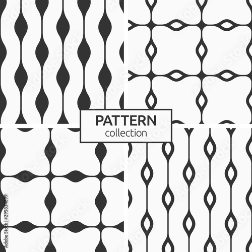 Set of four seamless patterns. Abstract geometric trendy vector backgrounds.