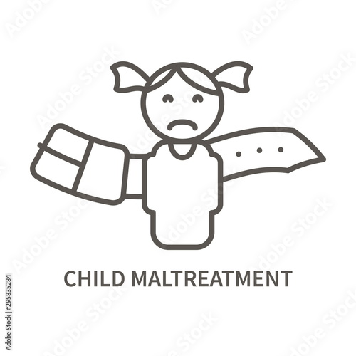 Child maltreatment linear icon