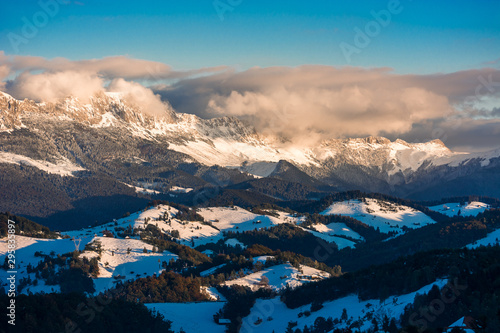 The Carpathians Bucegi Mountains Romania landscape winter snow ice clouds sunlight morning 