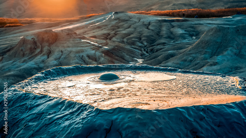 Vulcanii noroiosi Mud Volcanoes Romania lanscape sunset rocky dry landmark photo