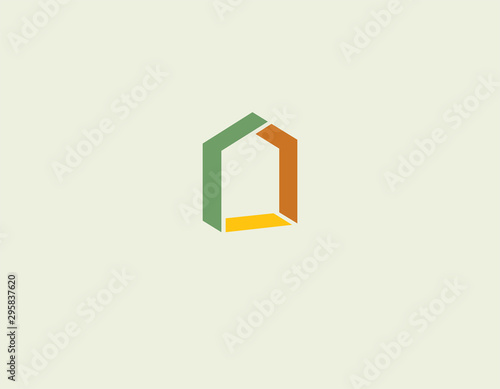 Simple logo volumetric geometric sign house for company