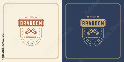 Restaurant logo template vector illustration soup ladles silhouettes