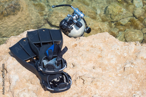 Diving. Fins and mask for d...