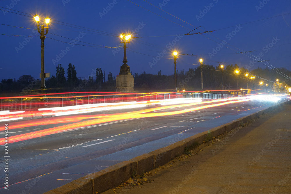 Donetsk evening landscape. Illicha street bridge.