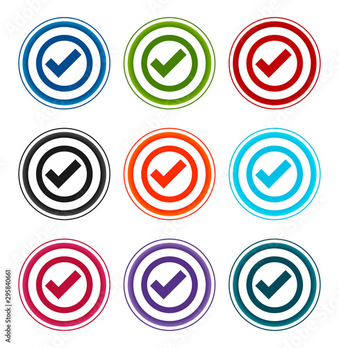Check box icon flat round buttons set illustration design