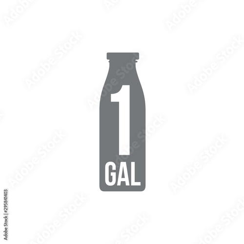 1 gal sign (mark) estimated volumes gallons. Vector symbol packa