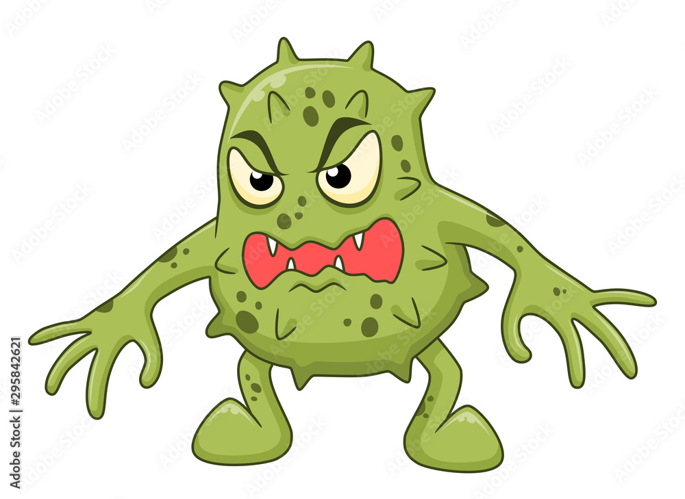 Fototapeta premium Cartoon anger microbe