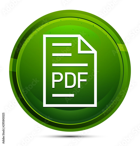 PDF document page icon glassy green round button illustration