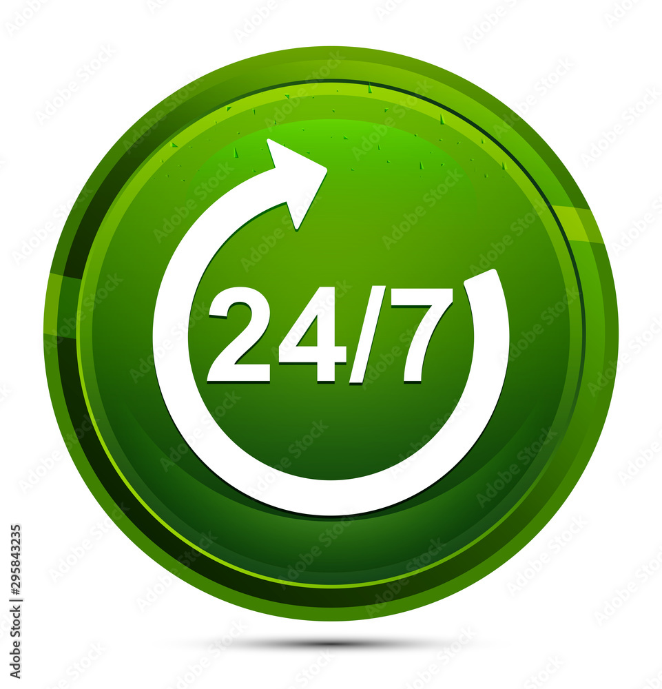 24/7 rotate arrow icon glassy green round button illustration 24/7 rotate arrow icon glassy green round button illustration
