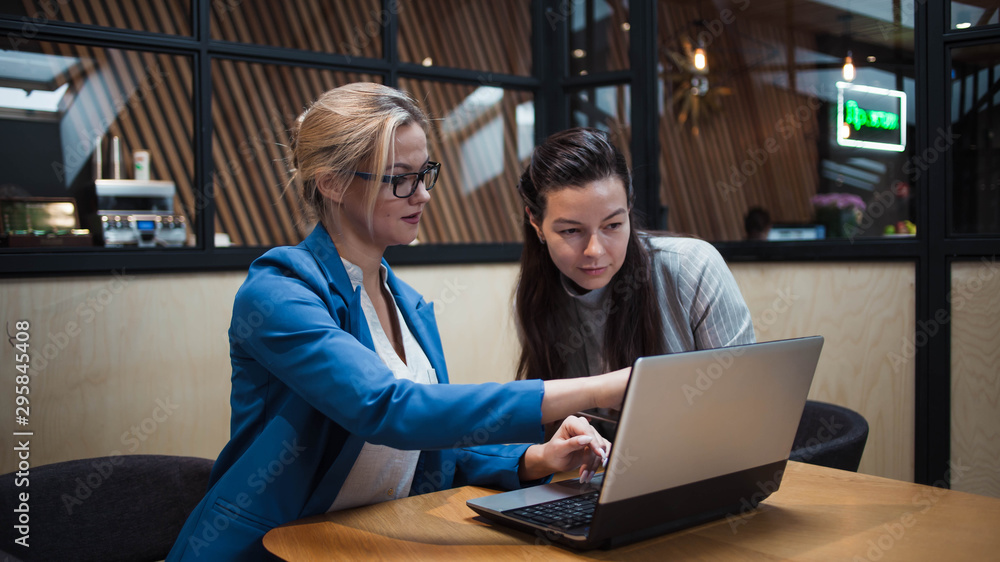 young HR woman interviews a candidate for a job. Business meeting two young women at work discussing the project young HR woman interviews a candidate for a job. Business meeting two young women at work discussing the project