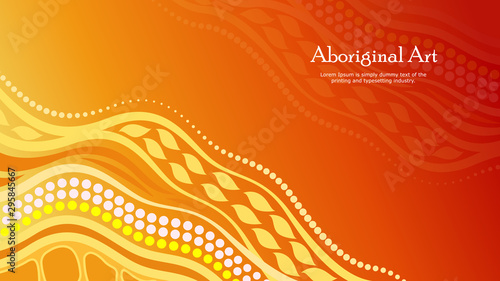 Aboriginal dot art vector banner with text.