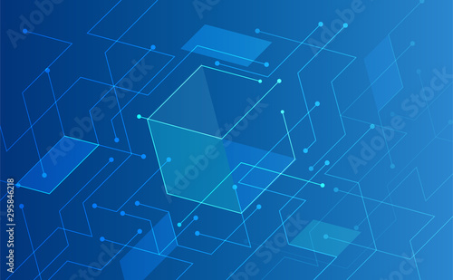 Abstract background concept linear and polygonal pattern shapes on dark blue background. Illustration Vector design digital technology.